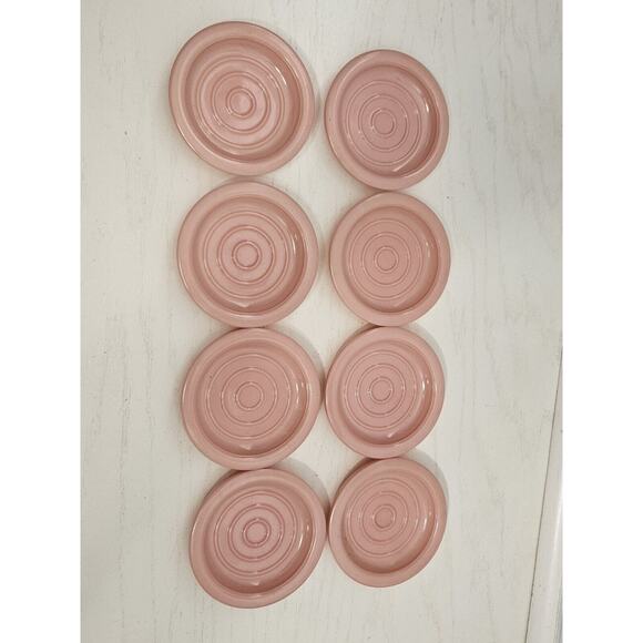 VTG Pink Mauve Rose Milk Glass Drink Coaster Set Retro - Picture 3 of 6